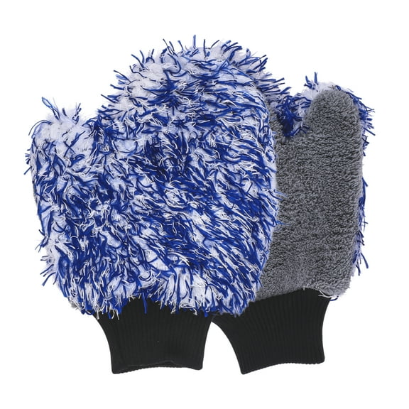 2 Pcs Car Wash Towel Plush Microfiber Car Cleaning Wiping Dryer Car Washing Tool 27x22x1cm Sapphire Blue Bright Silver Tone