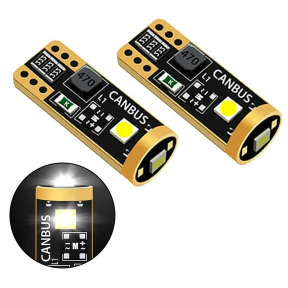 2 Pcs Car for T10 LED License Plate Light Bulbs Super Bright 6000K White Vehicle Lamp