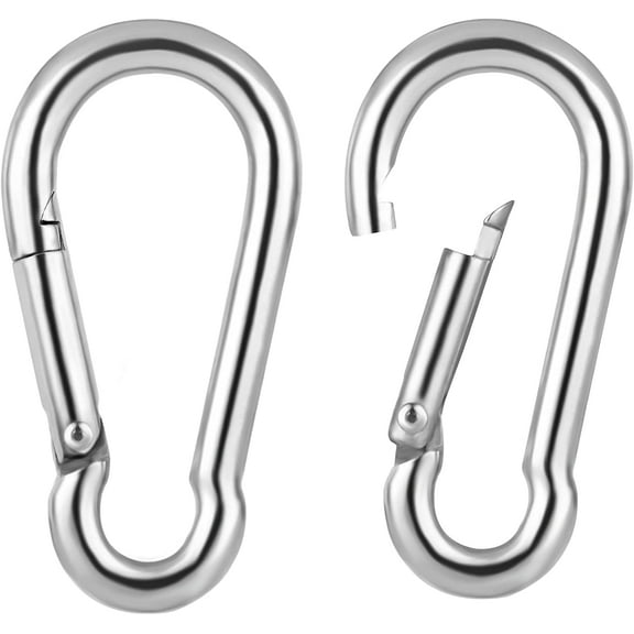2 Pcs Carabiner Clips Spring-Snap Hook M8 3.1 Inch Quick Link 304 Steel Heavy Duty Big Spring Buckle Rope Connectors for Backpack, Hammock, Camping and Swing, Outdoor Equipments (500LB Capacity)