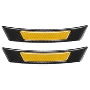 2 Pcs Carbon Fiber Pattern Car Wheel Well Fender Reflective Stickers Side Marker Anti-Collision Sticker Black Yellow