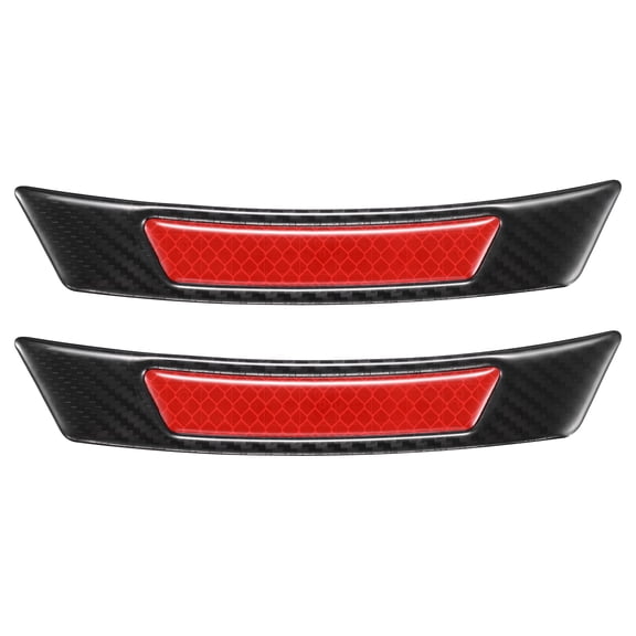 Unique Bargains 2 Pcs Carbon Fiber Pattern Car Wheel Well Fender Reflective Stickers Universal Side Marker Anti-Collision Sticker Decal Black Red