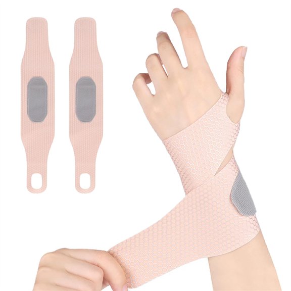 2 Pcs Carpal Tunnel Wrist Brace,NOGIS Elastic Wrist Wraps Compression Wrist Straps,Ultra-Thin Wrist Brace Support for Weightlifting, Arthritis, Tendonitis, Right and Left Hands (Skin)