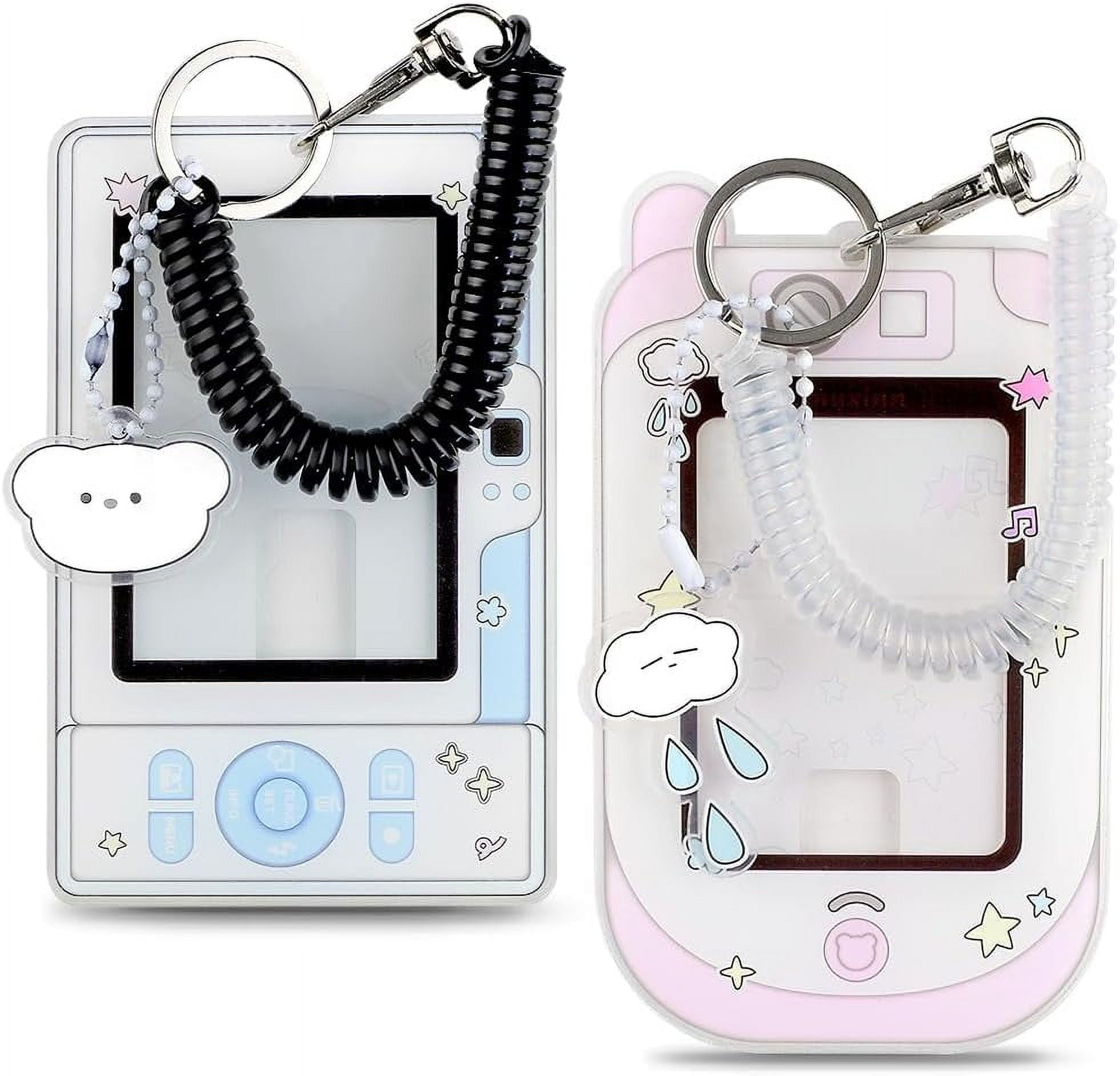 2 Pack Cute Photocard Holder Keychain - ID Badge Holder With Wrist Coil, Cloud & Bear Pendant