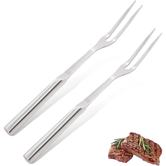 2 Pcs Carving Fork, Meat Cooking Utensil, Kitchen Forks 2 Prong, Long Handle Fork, Granny Fork, Anti-Rust, Heat-Resistant For Grill, Cooking And Serving