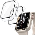 thumbnail image 1 of 2 Pcs Case with Screen Protector for Apple Watch Series 7 & 8 41mm, Full Protective Guard Bumper Hard PC HD Tempered Glass Cover Compatible for iWatch 41mm Accessories (41 mm, Clear+Clear), 1 of 5