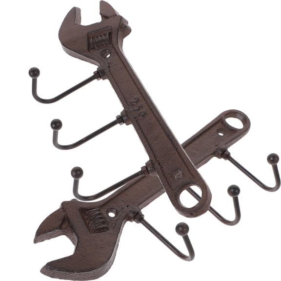 NUOLUX Hat Hanger Hooks Wrench Shape 2Pcs Cast Iron Black