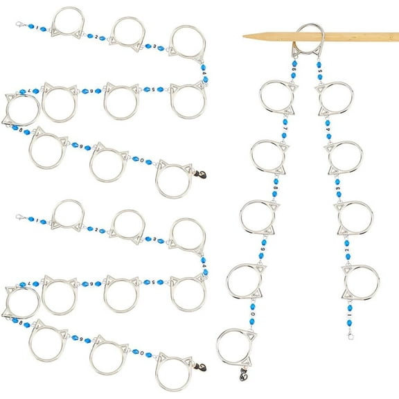 2 Pcs Cat Head Linking Rings Knitting Row Counter Chains Number Beads Alloy Stitch Markers Row Counting Accessories for Knitting Crochet Tracking Project Progress diy
