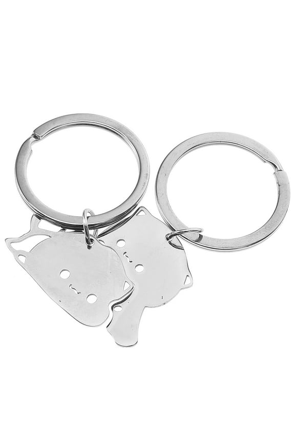 2 Pcs Cat Keychain Key Chain Keychain Couple Gift Key Ring Decor Cat Lover Keychain Miss
