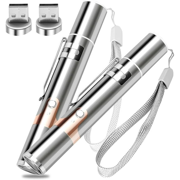 2 Pcs Cat Laser Pointer Toys: Rechargeable 3 Color Lights 5 Patterns, Cats Dogs Interactive Pet Toys for Playing Exercise Chaser Toys, Cat Lovers Gift