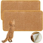 2 Pcs Cat Scratcher Mat, 23.6 x 11.8" Natural Sisal Scratching Mat with Velcro Tape, Horizontal Cat Scratch Mat Cat Scratching Pad Protect Couch and Carpets