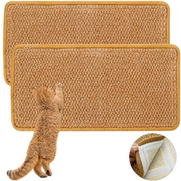 2 Pcs Cat Scratcher Mat, 23.6 x 11.8" Natural Sisal Scratching Mat with Velcro Tape, Horizontal Cat Scratch Mat Cat Scratching Pad Protect Couch and Carpets