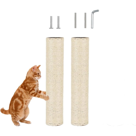 2 Pcs Cat Scratching Post Replacement for Indoor 15.7 x 3.1 Inches Cats Tree Replacement Parts Natural Sisal Cat Scratch Posts Refill Pole Part with M8 Screws Spare Cat Furniture Accessories