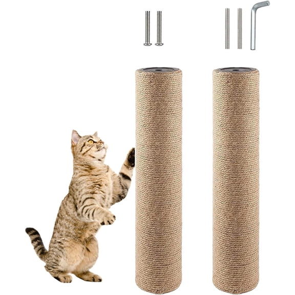 2 Pcs Cat Scratching Post Replacement for Indoor 15.7 x 3.1 Inches Cats Tree Replacement Parts Natural Sisal Cat Scratch Posts Refill Pole Part with M8 Screws Spare Cat Furniture Accessories