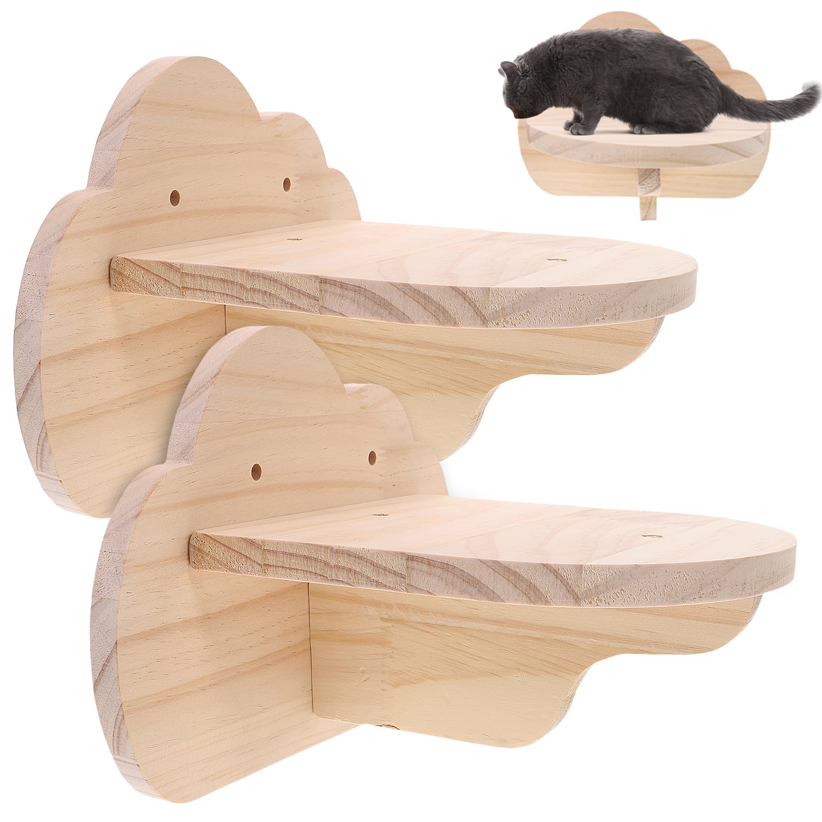 2 Pcs Cat Wall Steps Mount Shelf Rack Beds for Indoor Cats Climb