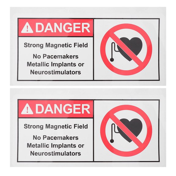 2 Pcs Caution Label Safety Sign No Pacemaker Decal Magnetic Field Sticker Replacement Warning