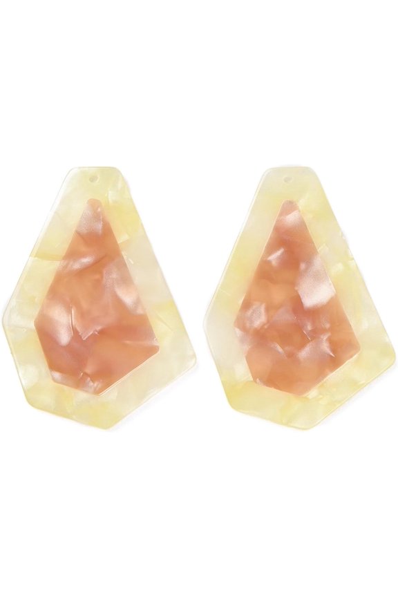 2 Pcs Cellulose Acetate(Resin) Big Pendants Two-tone Polygon Charms Sandy Brown Pendant Accessory for Women Birthday Festival Elegant Gifts Personalized Jewelry 53.5x38x2.5mm Hole: 1.6mm Brown DIY