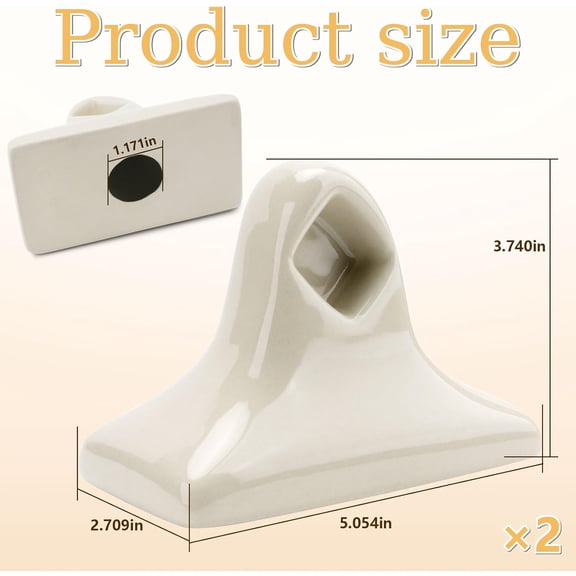 2 Pcs Ceramic Almond Bone Towel Bar Rod Rack Post, Mid Modern Vintage Set Wall/Tile Mount for Bathroom & Kitchen