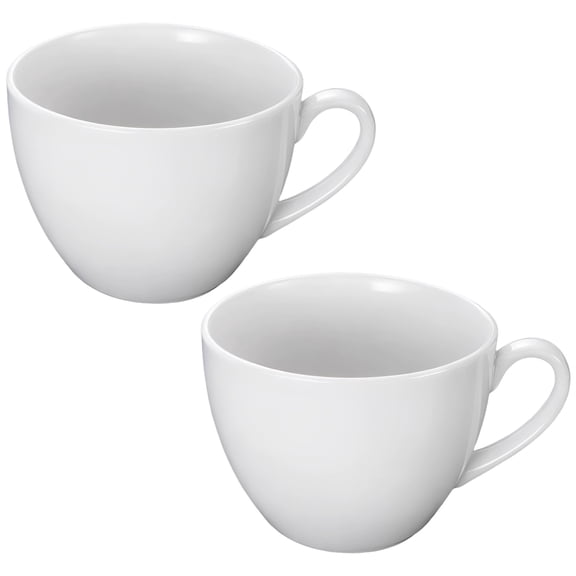 2 Pcs Ceramic Coffee Mugs Set, 16.9 oz / 500 mL Large White Latte Cups, European Style, Thin Rim, High-Temperature Fired, Lead & Cadmium Free, Safe for Microwave & Dishwasher