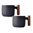 thumbnail image 1 of 2 Pcs Ceramic Espresso Cups with Wooden Handle, Espresso Shot Cups, Porcelain Demitasse Cups for Coffee or Tea 6 Oz, 1 of 9