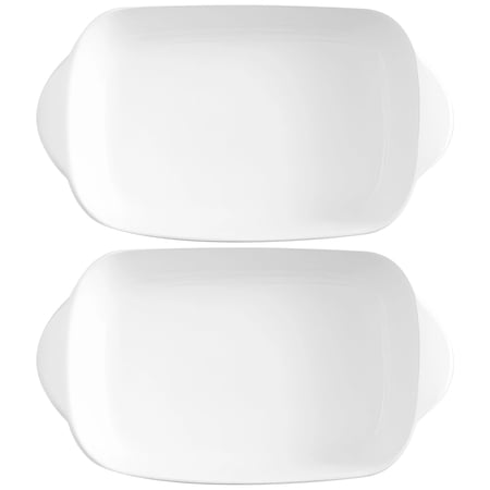2 Pcs Ceramic Small Baking Dishes, 9 x 5 inch Double Handle Baking Bowls, White Casserole Dishes, Small Baking Serving Dish for Oven, Microwave, Dishwasher, Ideal for Chicken, Beef, Fruits