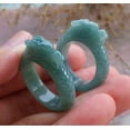 thumbnail image 1 of 2 Pcs Certified Green Burma 100% Natural A JADE Jadeite Dragon RING USA. 8.25 & 7 RING 666074 TN, 1 of 11
