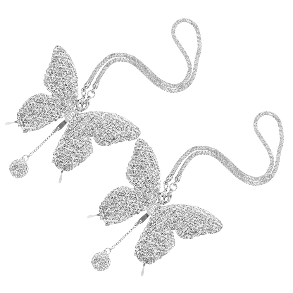 2 Pcs Charming Bracelets Car Sticker Diamond Butterfly