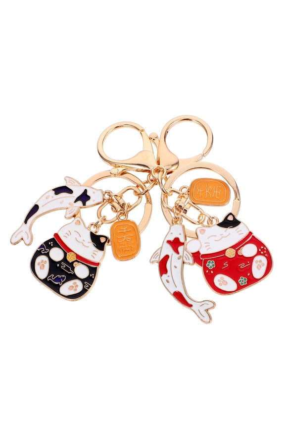 2 Pcs Charming Keychain Fortune Cat Pendant Lucky