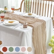 Parojati 2 Pcs Cheesecloth Table Runner 35'' x 120'' inch Nude Boho Gauze Cheese Cloth Table Runners for Baby Shower Decoration Wedding Party Summer Garden Farmhouse Nude
