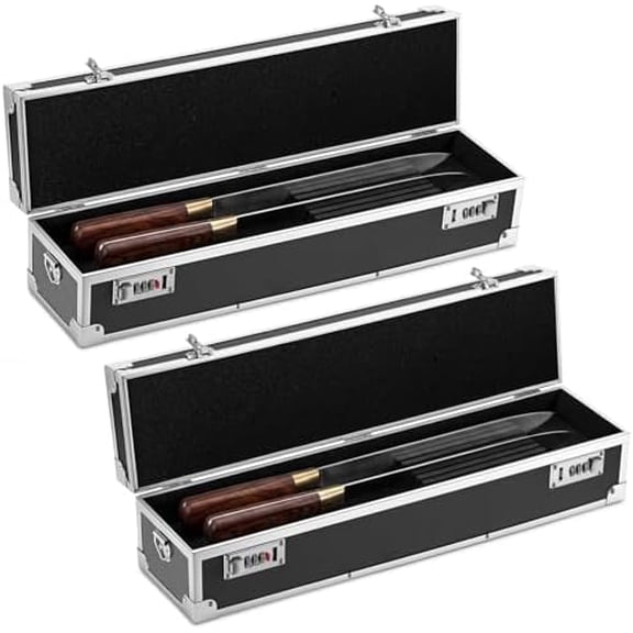 2 Pcs Chef's Knife Cases Aluminum Hard Shell with Double Combination Lock and Compartments Storage Box Portable Organizer with 8 Knife Slots for Cooking Classes$$Home Decor, Kitchen, & Other