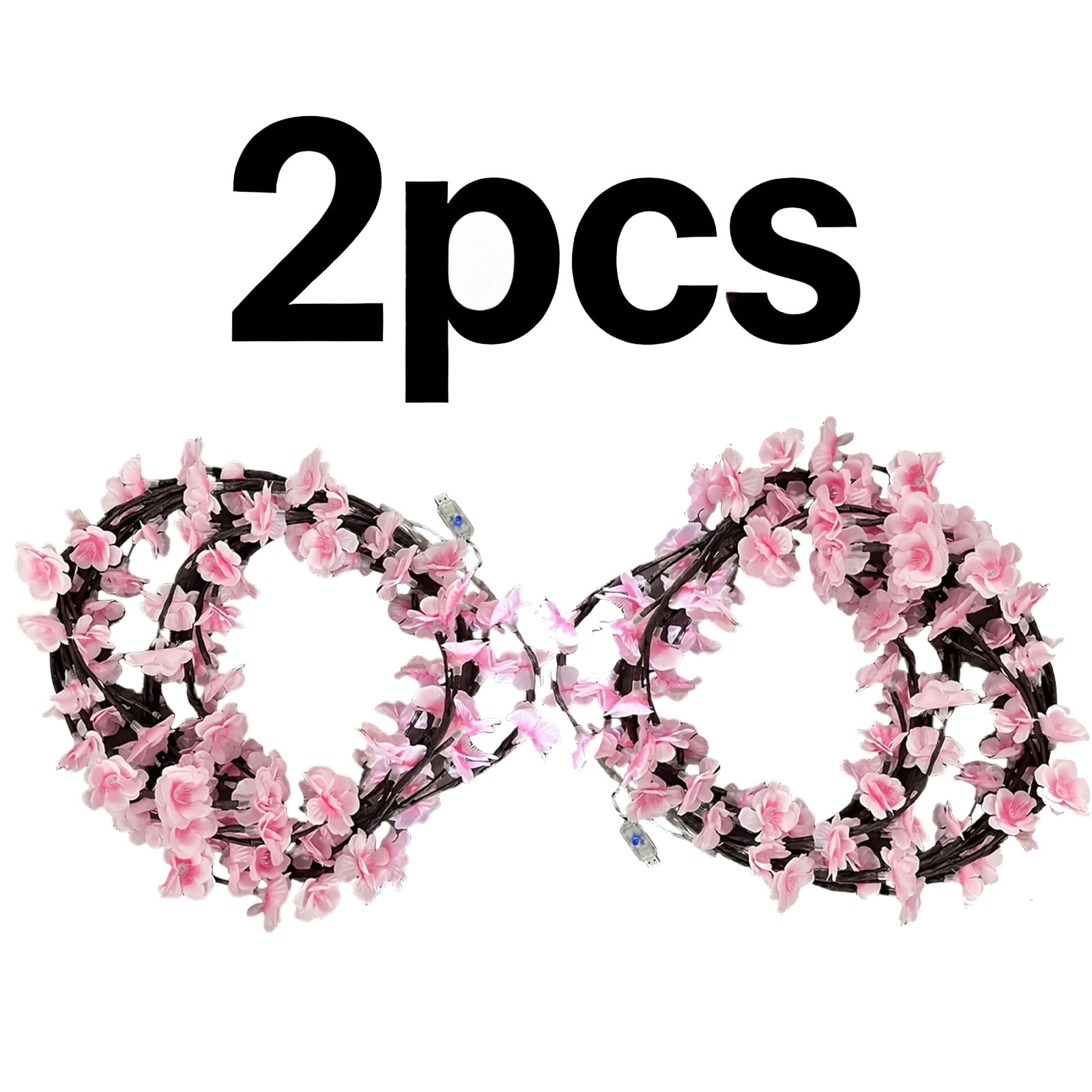 2 Pcs Cherry Blossom String Lights Vine Style String Lights Bedside And Wall Decorative Lights Led Chandelier String Lights For Bedrooms Trees And Indoor Walls Usb Powered
