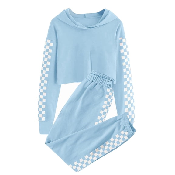 2 Pcs Children Sport Sets Long Sleeve Crop Tops Hoodies & Elastic Waist Jogger Pants Kids Sweatsets