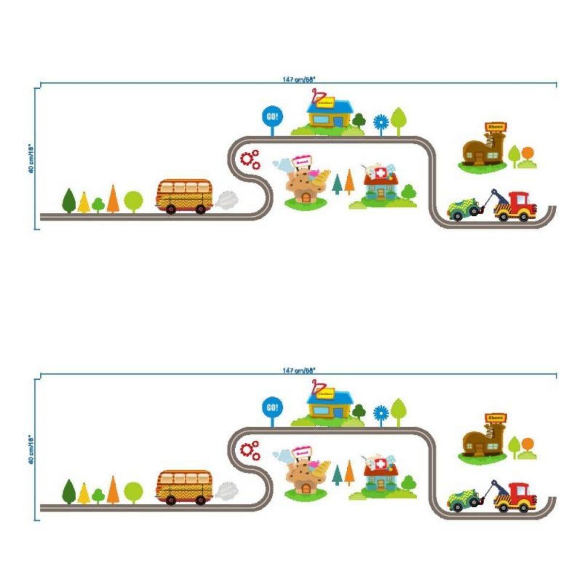 2 Pcs Childrens Room Classroom Wall Decor, Cartoon Car Background