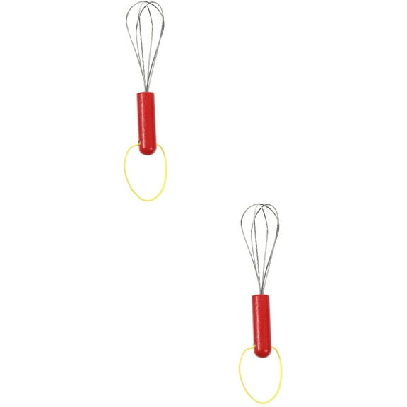 2 Pcs Childrens Toys Small Wisk Whisk for Kids Play House Mini Fries Red Wooden