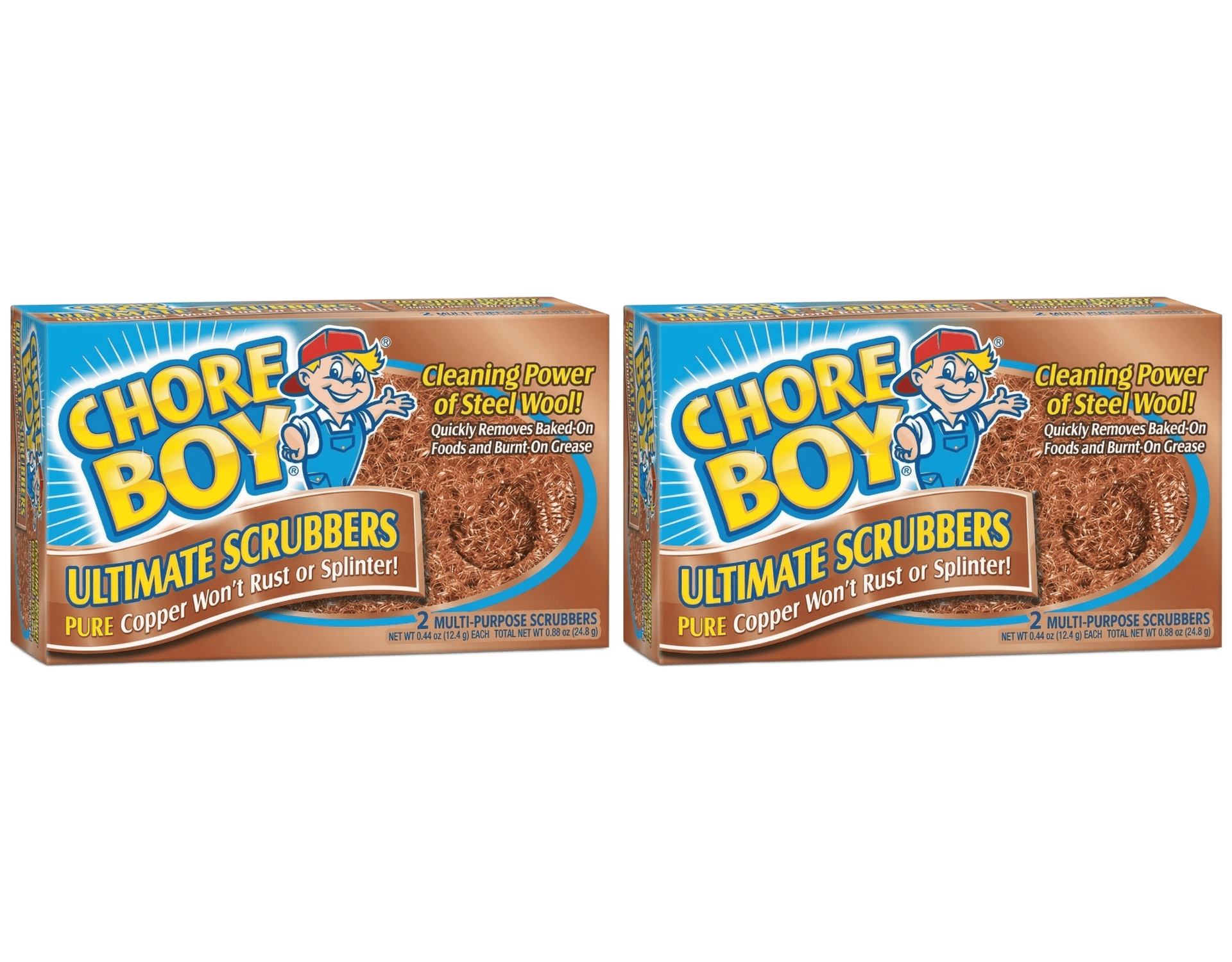 Chore Boy Copper Scrubbers, 2 Pcs, Durable Cleaning for Pots, Pans ...