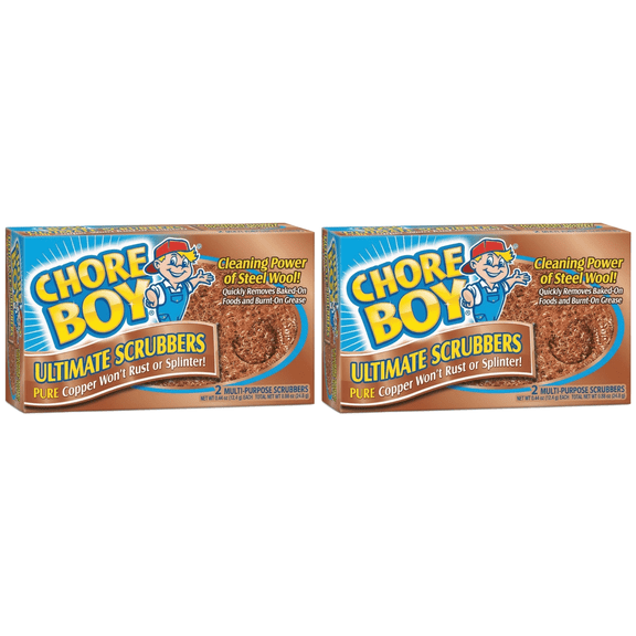 2 Pcs Chore Boy Copper Scrubbers, Rust Free Perfect for Pots and Pans