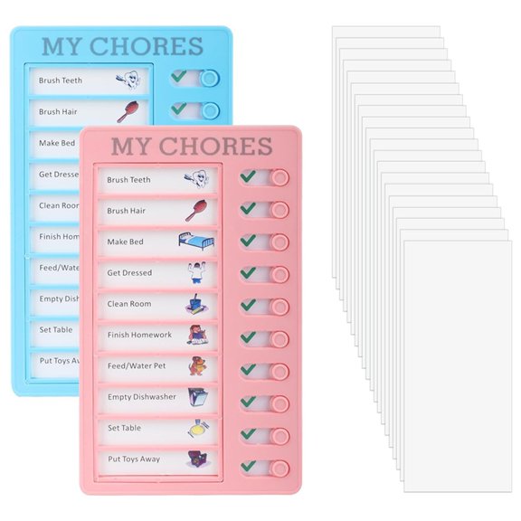 2 Pcs Chore Chart Memo Boards, Daily Schedule Chores Chart for Kids, Portable to Do List Boards +40 Papers