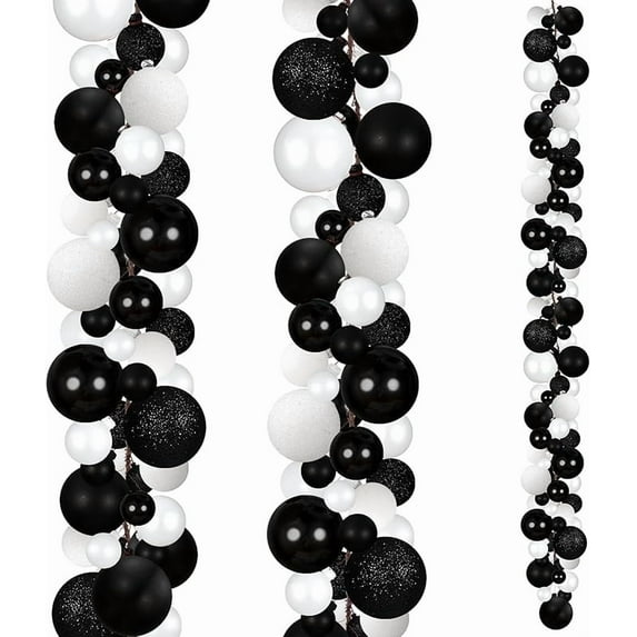 2 Pcs Christmas Ball Garland 6 ft Ball Ornaments Christmas Bulb Garland Xmas Tree Bauble Decorations for Party Supplies Indoor Outdoor Home Office Decoration Accessories