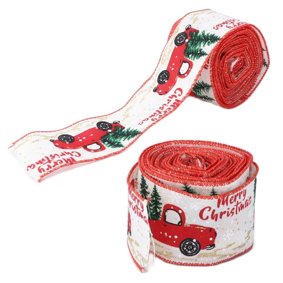 2 Pcs Christmas Decoration Ribbon Clear Vivid Pattern Durable Packaging Ribbon For Gift Wrapping