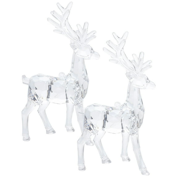 FELTECHELECTR Acrylic Elk Figurines Clear Acrylic Christmas Ornaments 2Pcs 5.9X3.1X1.2In
