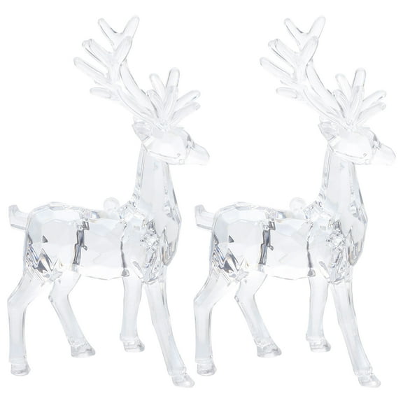 SOPOTUTU 2Pcs Clear Reindeer Statue Acrylic Crystal Figurines For Table Decoration In Christmas Season