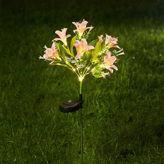 2 Pcs Christmas Decorations Solar Powered Simulation Flower Lights 7 Flower Ground Plug In Lights LED Outdoor Courtyard Garden Sward Decoration Holiday Decoration Bedroom Decor