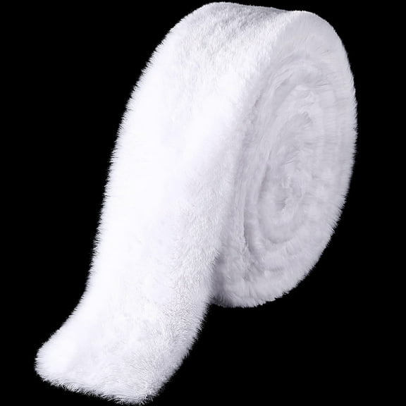 2 Pcs Christmas Faux Fur Ribbon Trim Winter Xmas Tree Winding Garland Artificial Furry Stripe Accessory Holiday Faux Fur Fabric Roll Garland for Xmas Party Sewing Costume Trimming 1.96"