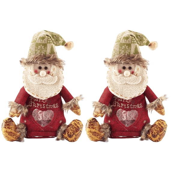 2 Pcs Christmas Gift Bags Zipper Design, Reusable Christmas Candy Doll Treat Bags, Cute Santa Claus Gift Bags for Party Favors Candy Stocking Stuffers & Holiday Decor