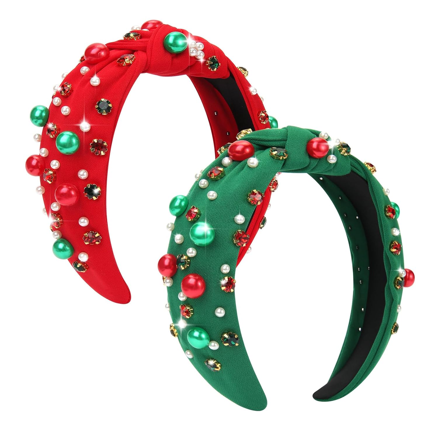 2 Pcs Christmas Headband for Women Pearl Knotted Headband  display picture 1