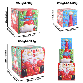 2 Pcs Christmas Nesting Gift Boxes Christmas Hard Stackable Boxes with Lids Decorative Xmas Nested Present Boxes for Birthday Party Gift Supplies