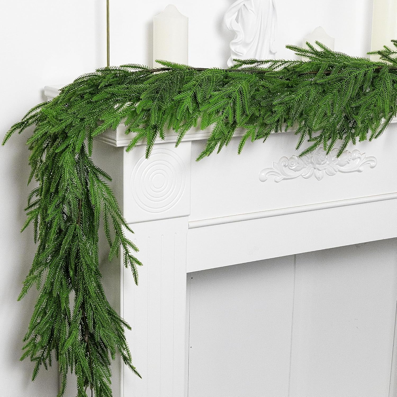 6ft Green Artificial Pine Garland for Indoor and Outdoor Winter Decor