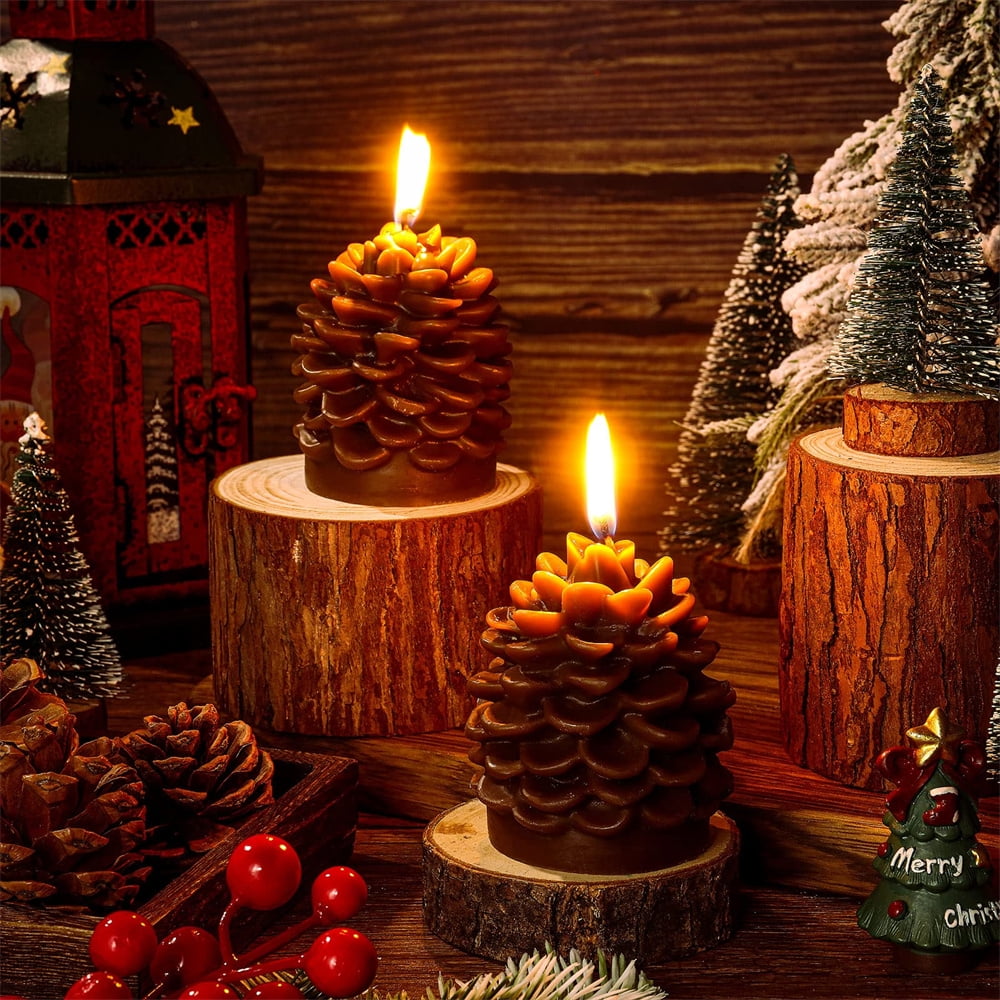 Handmade Spiral Taper Candles With Christmas Atmosphere, Red And