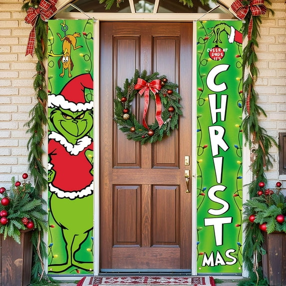 2 Pcs Christmas Porch Banner Sign Decorations,Outdoor Indoor Xmas Decorations F