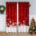 thumbnail image 1 of 2 Pcs Christmas Print Curtain, Grommet Red Velvet Floral Darkening Curtain Drapes, 1 of 9