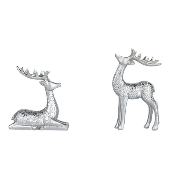 2 Pcs Christmas Reindeer Sculpture Resin Deer Christmas Decoration Matte Resin Elk Statues for Home Decor Ideal for Living Room Bedroom Office Bookshelf and Desk Ornaments Holiday Decor